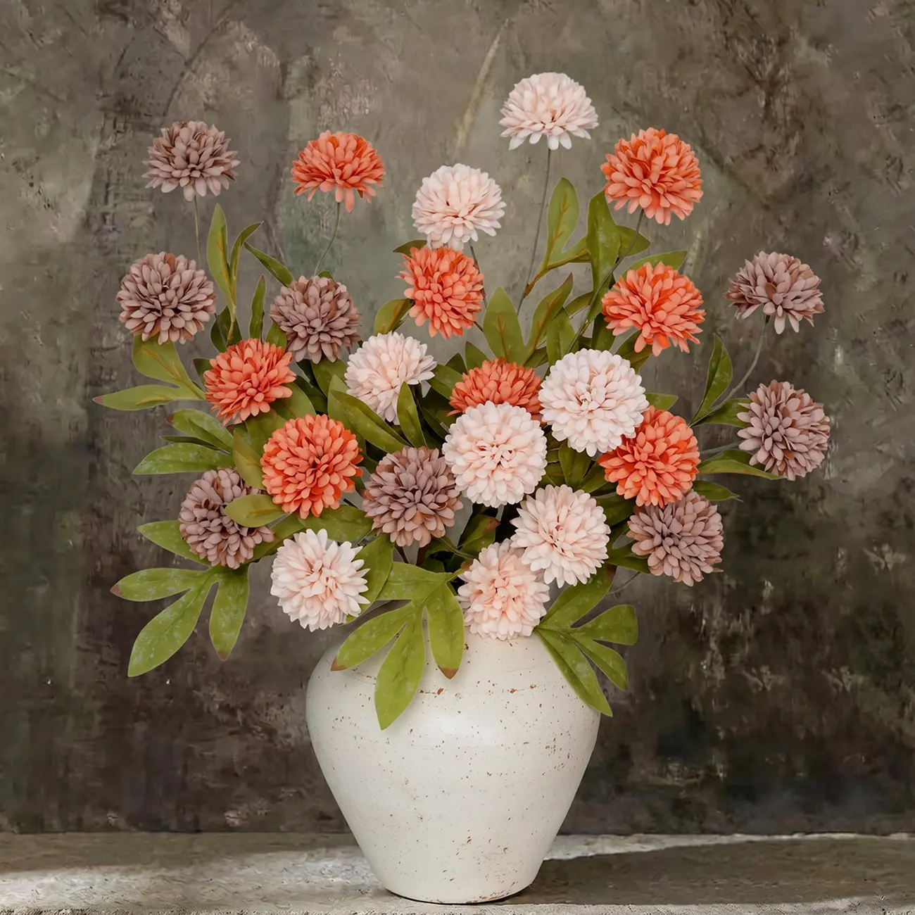 6 pieces of 27-inch faux silk chrysanthemums. Autumn flowers. Bulk fake chrysanthemum branches with stems. Suitable for vase DIY filler, wedding decoration, home decoration.