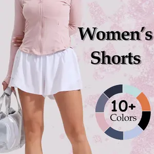 Athletic Shorts for Women Upgraded Mid Waisted Workout Gym Running Shorts Lightweight High Split for Gym Workout with Liner Quick Dry