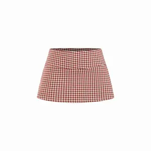 Cider Jacquard High Rise Gingham A-line Mini Skort