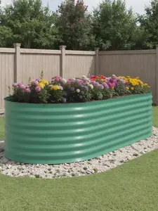 green- Galvanized Steel 8x4x2Ft Raised Garden Bed – Elevated Planter Box For Indoor/Outdoor Vegetables, Herbs & Flowers, No-Bend Design With Rust-Proof Coating & Tool-Free Assembly,Green