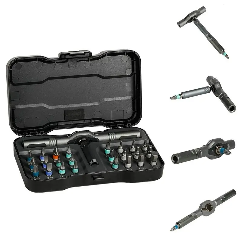 SEESE 24 in 1 DIY Screwdriver Set, 1 Set Switchable Screwdriver Shape Magnetic Screwdriver Set Compact and Portable Ratchet Screwdriver Set, Home Repair Tool Box