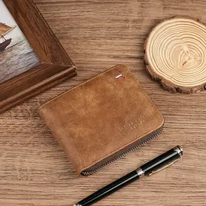 Vintage Style Men's Wallet with Zipper Multifunctional Large Capacity Imitation Faux Leather Perfect for Birthday & Holiday Gifts