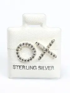 XO Letter Stud Earrings CZ - 925 Sterling Silver