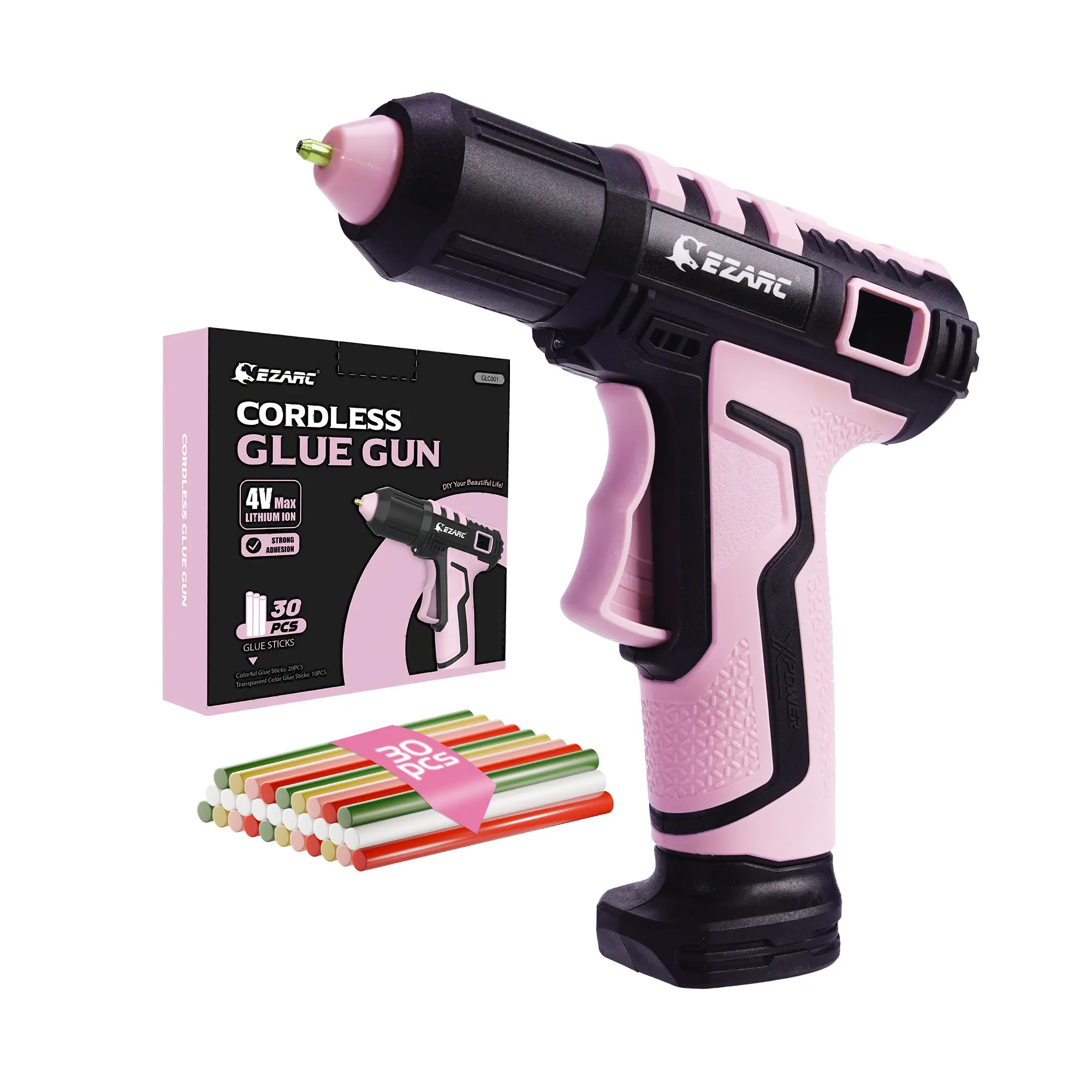 EZARC Mini Hot Glue Tool with 30 Count Hot Glue Sticks, Black & Pink, Glue Tool Kit for Decorations, Arts, Crafts, School DIY Projects & Home Repairs, FathersDayGift