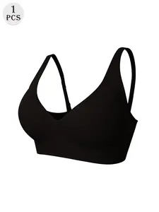 4 Pack Women's Seamless Wireless Supportive Bra, Jelly Strip Soft Support 3D Push Up Lift, Anti-Sagging Anti-Roll Up, Removable Pads Adjustable Straps, 4-Row Hooks, Buttery Soft Side Smoothing Bralette for Daily Wear Workout