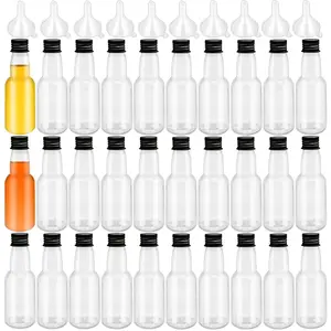 30 Pack 1.7oz Mini Liquor Bottles,50ml Plastic Spirit Alcohol Bottle with Black Cap,Miniature Sauce Bottles with 10 Funnels for Weddings,Party Supplies