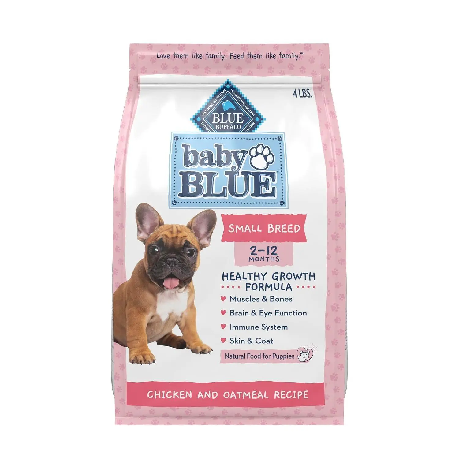 Blue Buffalo Baby BLUE Chicken Small Breed Puppy Natural Dry Dog Food, 4 lb | Chicken & Oatmeal Recipe, DHA for Cognitive Development, Antioxidant-Rich LifeSource Bits
