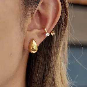 APRIL Luxury Drop-Form Water Ear Cuff - Elegant Stud Alternative, Ideal Gift for Fashion Enthusiasts