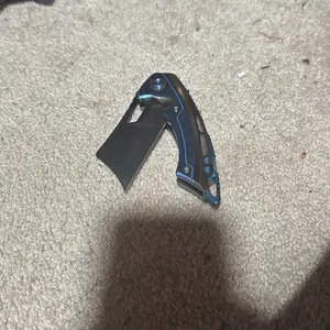 EOS Mini Nautilus Framelock Black/Blue Titanium Folding CPM-S60V Knife