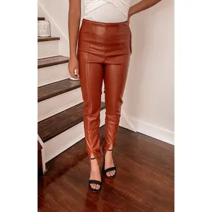 Faux Leather Leggings - Camel