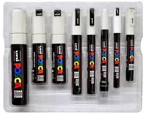 Posca Tip Variety Set- All White: 8 Tip Styles for Customizing Shoes, Surfboards, Headphones & More