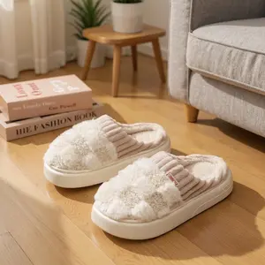 Ultimate Comfort & Style Cotton Slippers for Women Anti-Slip Cashmere Fluffy Texture Soft Material Versatile Indoor Outdoor Use Comfortable Everyday Wear Girl