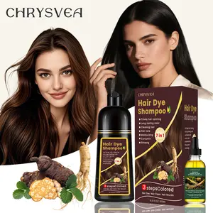 CHRYSVEA-16.91 Ounces Hair Dye Shampoo, 7-in-1, 0.03/1.01 Ounces Rosemary Hair Oil, Mild Light Beige, Natural And Safe Formula, Quick Hair Dye Oil, Hair Dye Shampoo And Conditioner, Hair Dye Shampoo And Cream,  Haircare Browm champu para canas