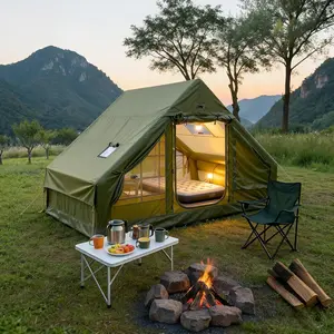 Inflatable Camping Tent for Family, All-Season Blow Up Tent with Pump, Easy Setup 3 Mins, Waterproof for 4-6 Person