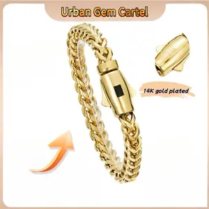14K Gold-Coated 6MM Oval Square Link BangleSet |   Waterproof, Hypoallergenic |   Christmas Gift |   The best gift for your loved one |   Cuban necklace Miami style