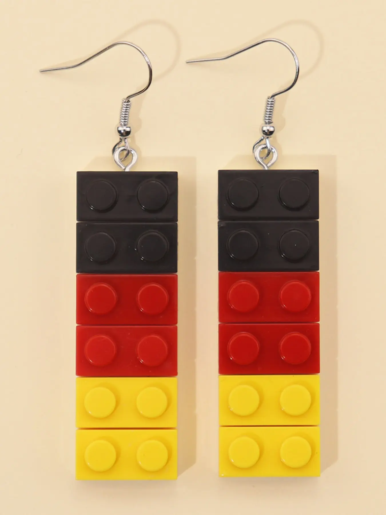 New Creative Rainbow Earring Resin Block Puzzle Earrings, Fun Personality Trendy Ear Studs, Support Your Country Team