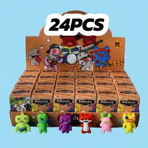 24 Pcs Cute Monster Keychain Mini Figure Set, Backpack Charms for Kids, Easter Basket Stuffers, Party Favors & Birthday Gifts for Boys Girls 3.5cm