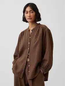 GAP Cotton Gauze Oversized Collarless Shirt