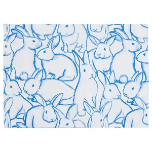 Blue Bunnies & Plaid Placemat, Set of 6 by Valerie
