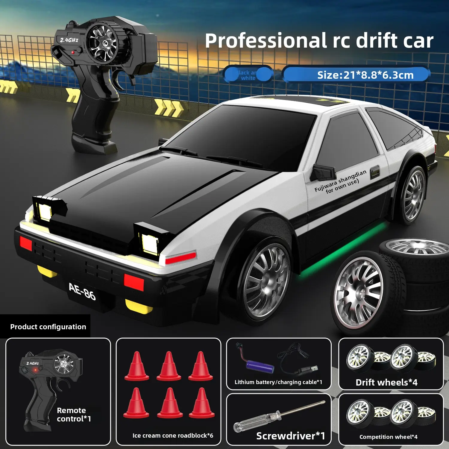 1:20 Scale 4WD 2.4GHz Control RC Car - 30+ MPH High-Speed Electric Racing Vehicle, 2-Speed Gear, Drift Tires Upgrade Kit, Alloy Frame, LED Lights, Off-Road Function, 20+ Minutes Runtime, Li-Ion Cells Powered Toys for 10-12 Year Olds & Adults, Lithium