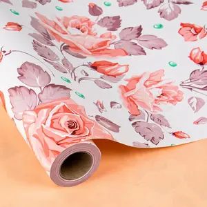 Flower  Wrapping Paper Roll - 17Inch x 33Feet - Luxury Elegant Floral with   Girl  Wrap Present Sheet for Wedding, Bridal Shower, Birthday, Engagement and Mother's Day