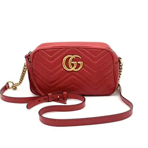 Pre-owned GUCCI Leather Shoulder Bag GG Marmont Matelasse Small #3786