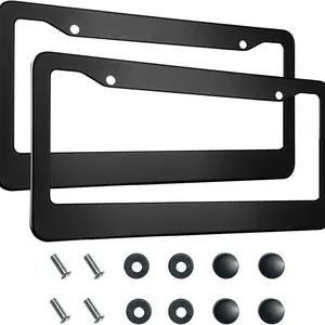 2 count Matte Black License Plate Frames, 2 Holes Solid Aluminum License Plate Holder, Universal  License Plate Frame for Man, Licence Plate Frame Black and Screws, by
