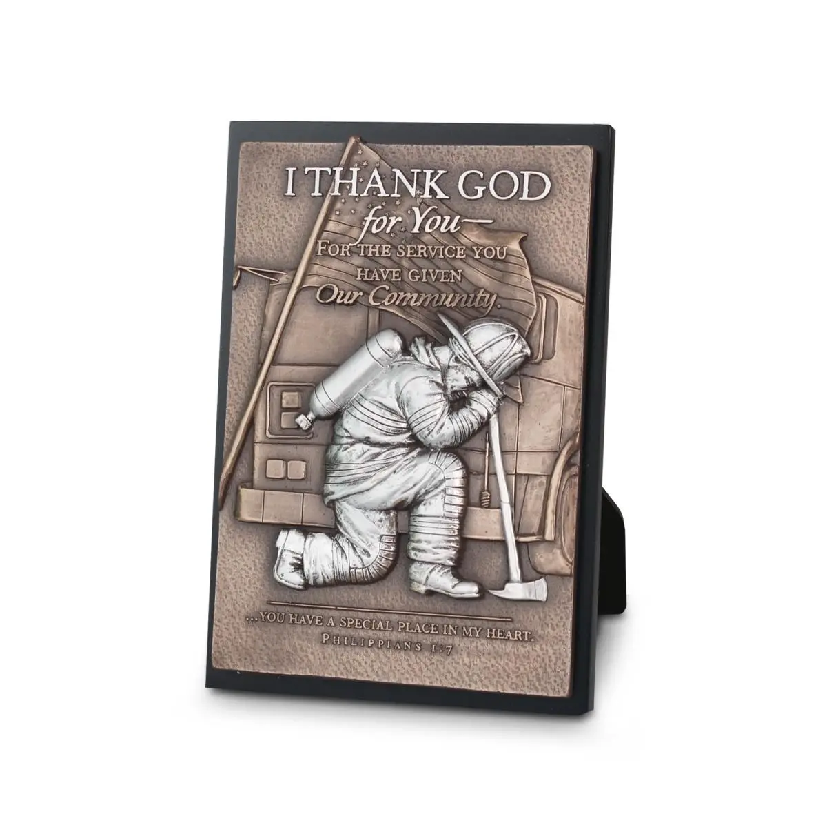 212 MAIN 4x6 in Protective Felt Plaque - Faithful Fireman Themed Festive Home Decor Sign with Scripture, Moments of Faith, Decorations Supplies, Item No. 20758, Model 89343
