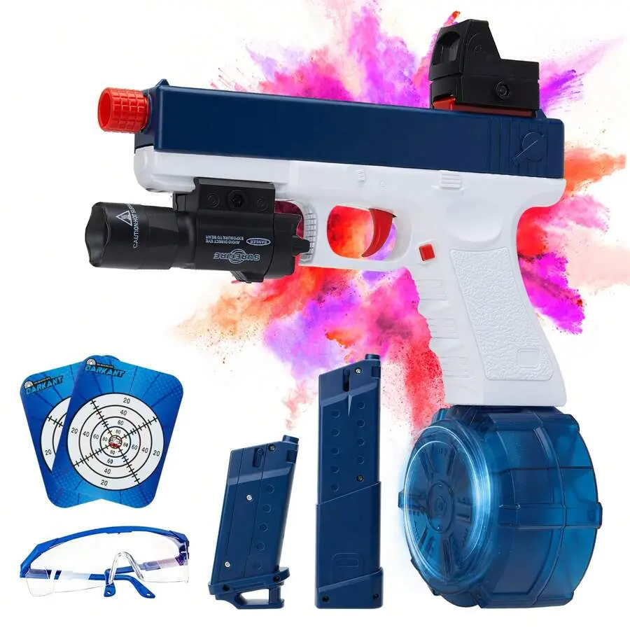 CiJL High Speed Elecc Gel Balls Pistol Gun Toys, tomatic & Manual Dual Modes Water Bullet Blaster Toys With Large Mazine, Upgraded Splatter Toys Suitable For Outdoor/Beach/Party/Courtyard/Water Games/Grass/Shooting Game , The Gifts For Christmas/Birthday/