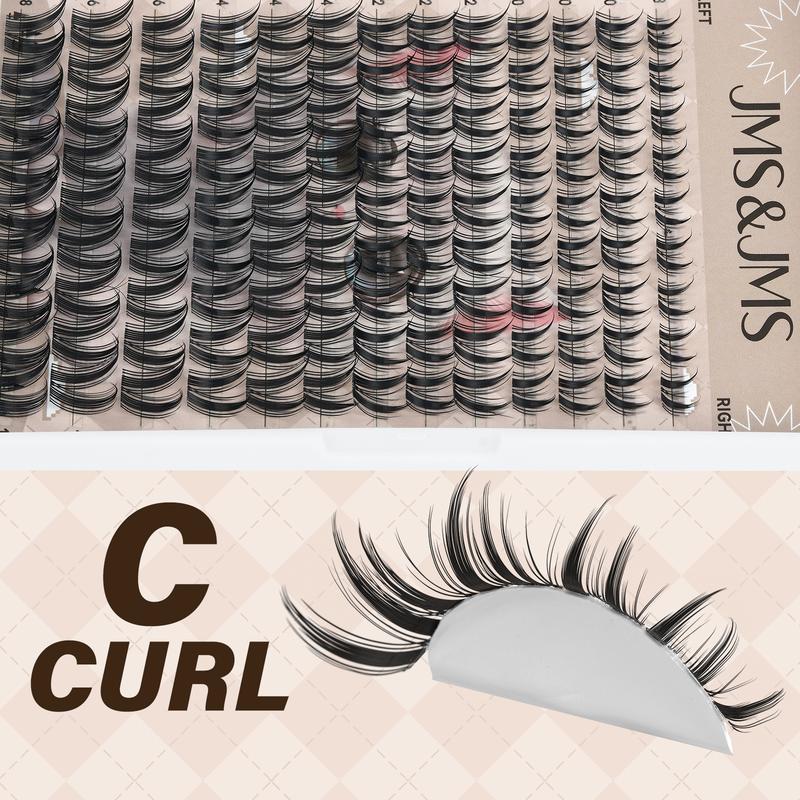 Cat Eye Lash Kit l JMS&JMS Kitty,Princess Cat Eye Lashes Clear Invisible Band C Curl,(8-18 MIX) for DIY Eyelash Cluster Extension Waterproof Anime Eyelash Manga Lash Valentine Gift Makeup Cosmetic