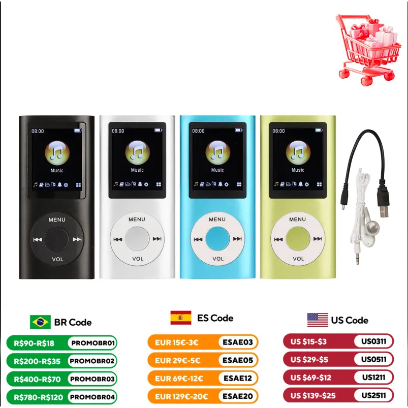 Portable Aluminum Alloy MP3 Player with 1.8in LCD Screen, Stylish Multifunctional Design, Lossless Audio, Bluetooth Connectivity, Memory Card Support, Headphone Compatibility, Speaker, Button