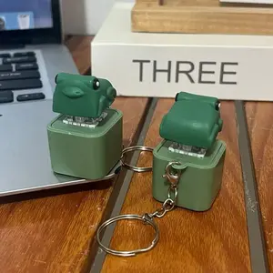 Toy Duck Voice Button Frog Glowing Electronic Pendant Keychain Keyboard Stress Relief Sound Producing Small Item Green