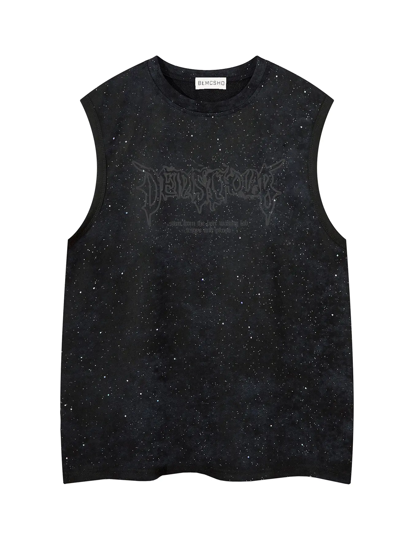 Men's Summer New Design Starry Sky Letter Print Round Neck Vest, Casual Sports Sleeveless Printed T-Shirt, Trendy Streetwear for Men, Versatile Fashion Top Menswear, Sleeveless Sport Tank, Sleeveless Shirts
