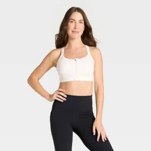Women's High Support Front Zip Bra - All In Motion Cream 38B