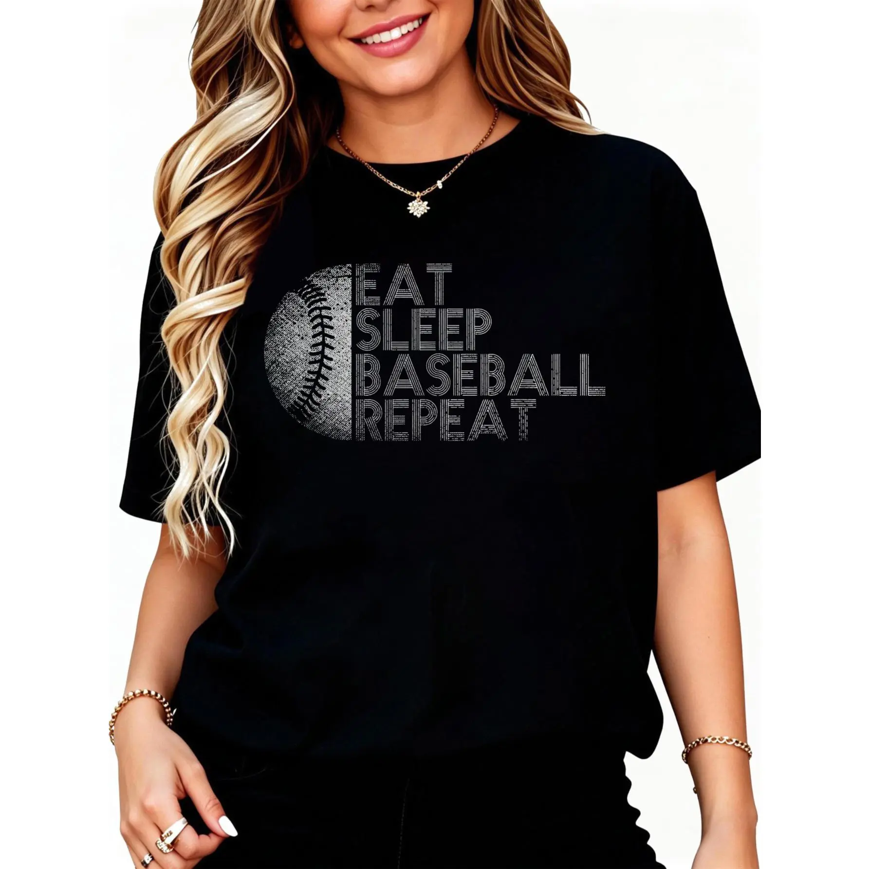 Eat Sleep Baseball Repeat Baseball Player Funny Baseball T-Shirt Unisex Cotton Clothing Streetwear