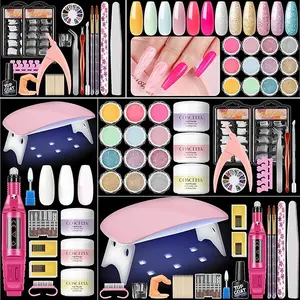 Beginner's Acrylic Nail Kit with Professional Drill, UV Light, Glitter Powder & Rhinestone Decorations – DIY Nail Art Gift for Women (Dip Manicure Compatible)