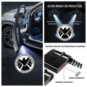4PCS Marvel Series Shield Logo Welcome Light Set, Car Projection Atmosphere Lamp, No Damage Installation, Easy Peel and Stick, Fits Multiple Cars