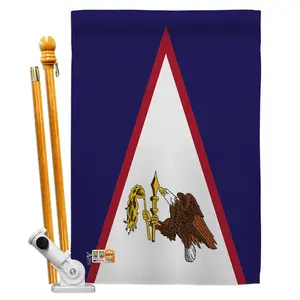 212 MAIN 28x40 in. Weatherproof Both Sides Outdoor American Samoa National Flag, Vertical Decorative House Flag with Pole Bracket Hardware Set