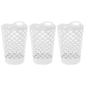 3 Pcs Flexible Laundry Basket Set Carry Portable Flexible Laundry with Carrying Handles White Large Versatile Laundry for Bathroom College Dorm Laundry Room