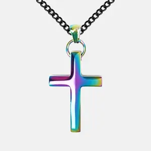 Faith Cross Pendant with Chain Necklace - Borealis Stainless Steel