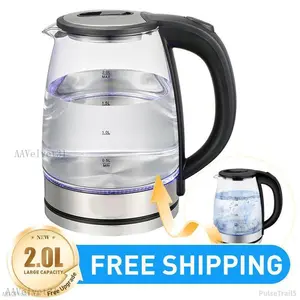 2L Electric Kettle with Blue Light 1500W Fast Boil Glass Tea Coffee Maker Auto Shut-Off & Boil-Dry Protection Home Water Boiler Thermo Pot Kitchen Automatic DurablePulseTrail5AAVelvet31AB12PeakVibe