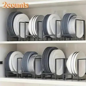 Stainless Steel Countertop Dish Rack, 2 Counts/set Space Saving Vertical Plate Holder, Kitchen Organizer for Plates, Cutting Boards, Pot Lids