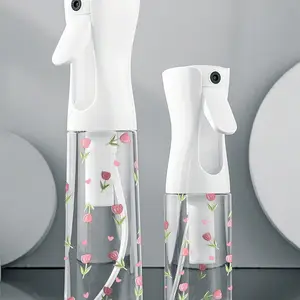 Tulip-Patterned Transparent PET Refillable Travel Spray Bottle—A Versatile Fine-Mist Sprayer Ideal for Travel and Business Trips. This Reusable Bottle Is Suitable for Hair Styling, Cleaning, Plant Misting, and Facial Hydration.
