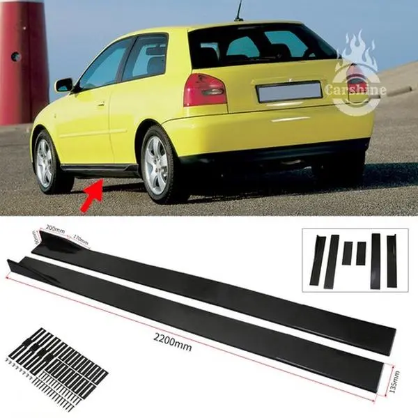 For Audi A3  86.6" Side Skirt Lip Glossy Black Rocker Panel Extensions Splitt