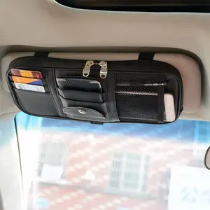 Car Sun Visor Storage Box, Car Sun Visor Glasses Holder, Car Sun Visor Storage Bag with Zipper, Universal Car Interior Accessories