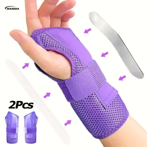 2-Pack MASEDA Wrist Support Brace with Built-in Splint and Spring - Adjustable Compression, One Size Fits All, Ergonomic Design, Unisex, Comfortable for Night Wear, Suitable for Sports, Office, Daily Use, Wrist Support Brace