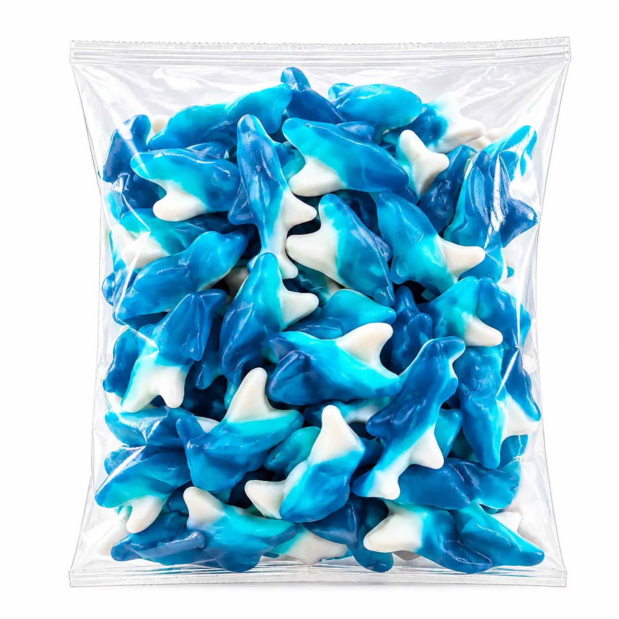 Sweet Blue Raspberry Gummy Sharks - 8oz (1/2 lb) Bag, Chewy Fruity Candy, Ocean-Themed Treats for Parties & Snacks, Beach & Under the Sea Party Supplies