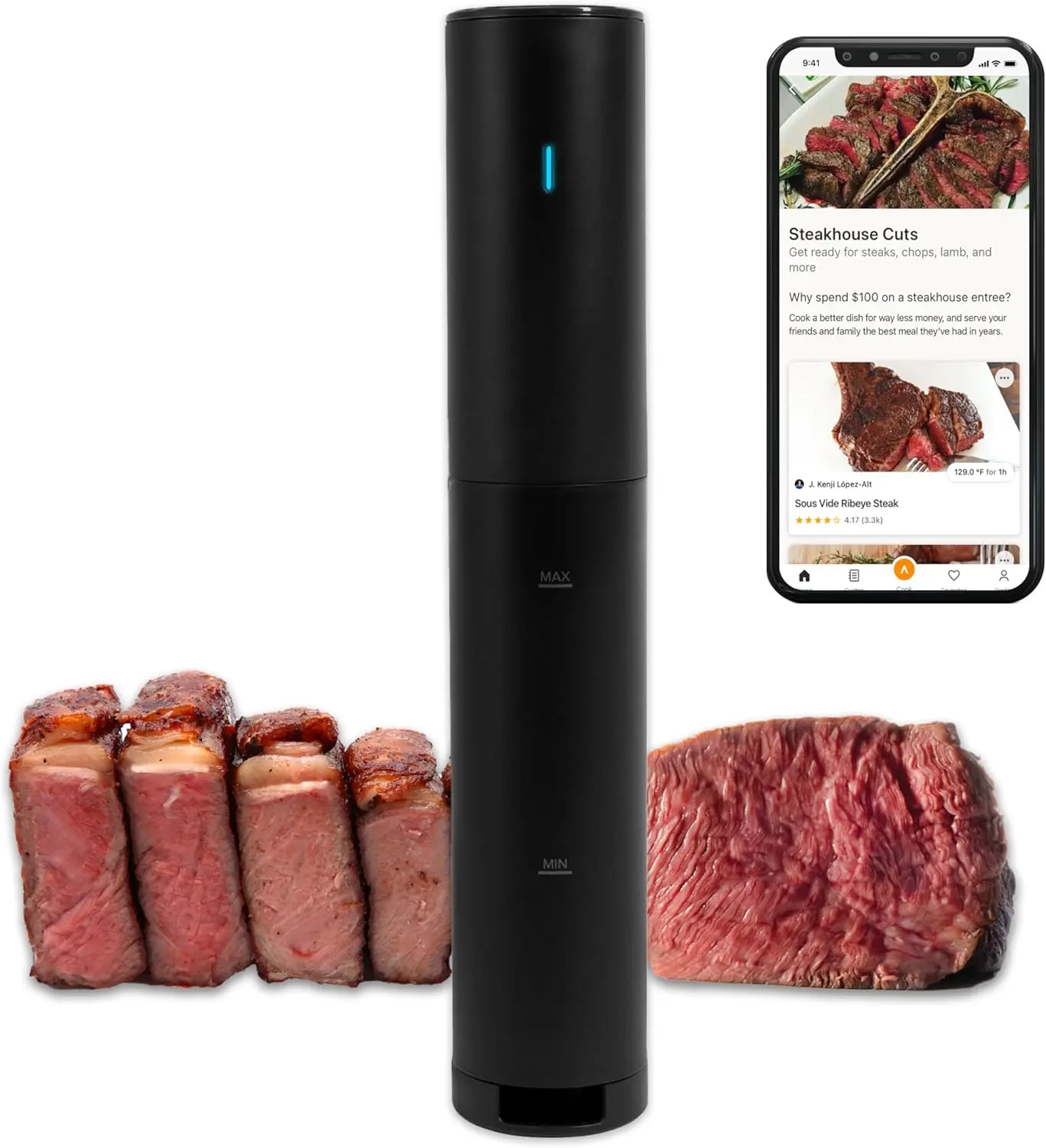 Anova Culinary Sous Vide Precision Cooker Mini, 850W, Black and Orange, App Enabled, 2024 Model