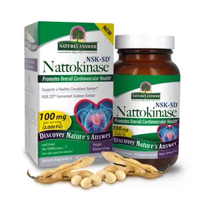 Nature's Answer Nattokinase 60 Vegetarian Capsules 2000 FU per 100mg | Cardiovascular Support | Vegan | Gluten-Free | Single Count