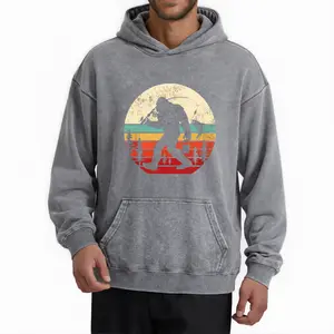 Retro Bigfoot Fishing Hoodie – Funny Sasquatch Sweatshirt for Dad and Kids